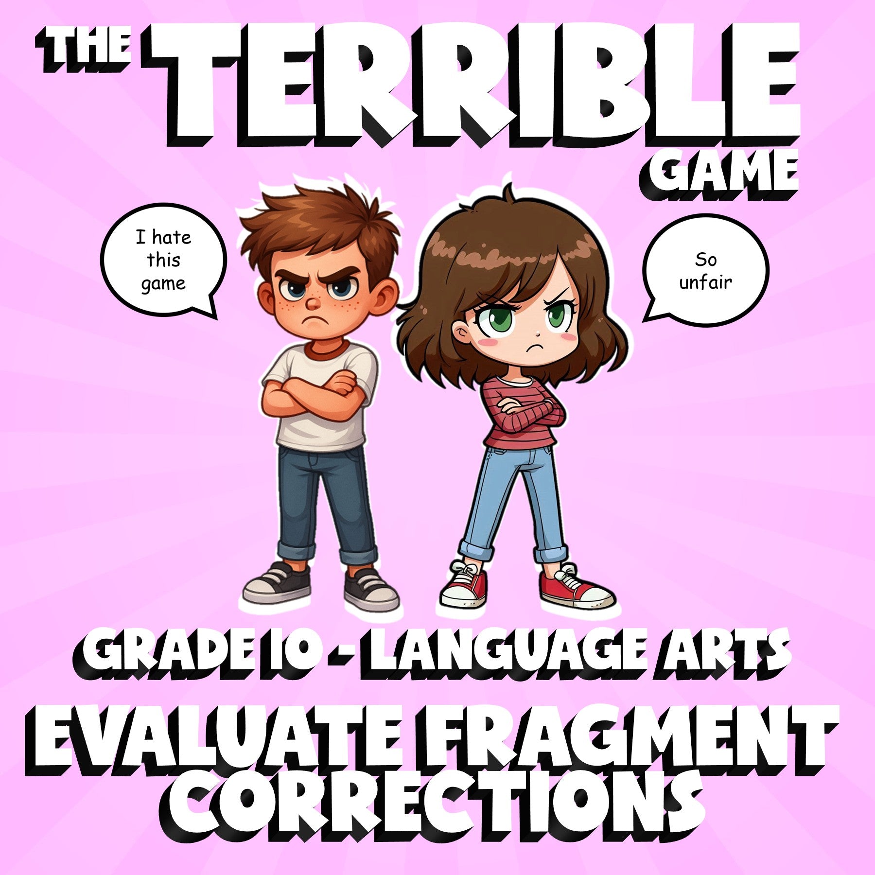 Evaluate Fragment Corrections THE TERRIBLE GAME - No Prep Grade 10 ELA Review