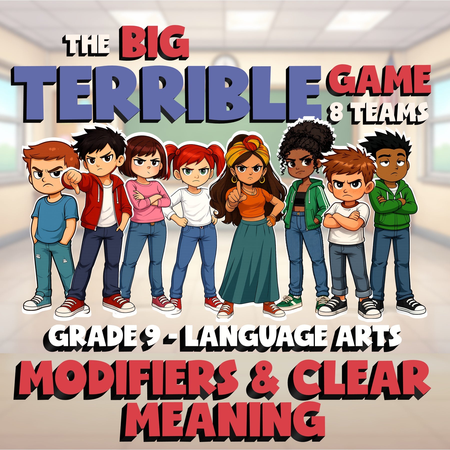 Modifiers & Clear Meaning BIG TERRIBLE GAME - No Prep Grade 9 ELA Review