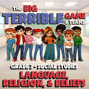 Language, Religion, & Beliefs BIG TERRIBLE GAME - No Prep Grade 3 Socials Review