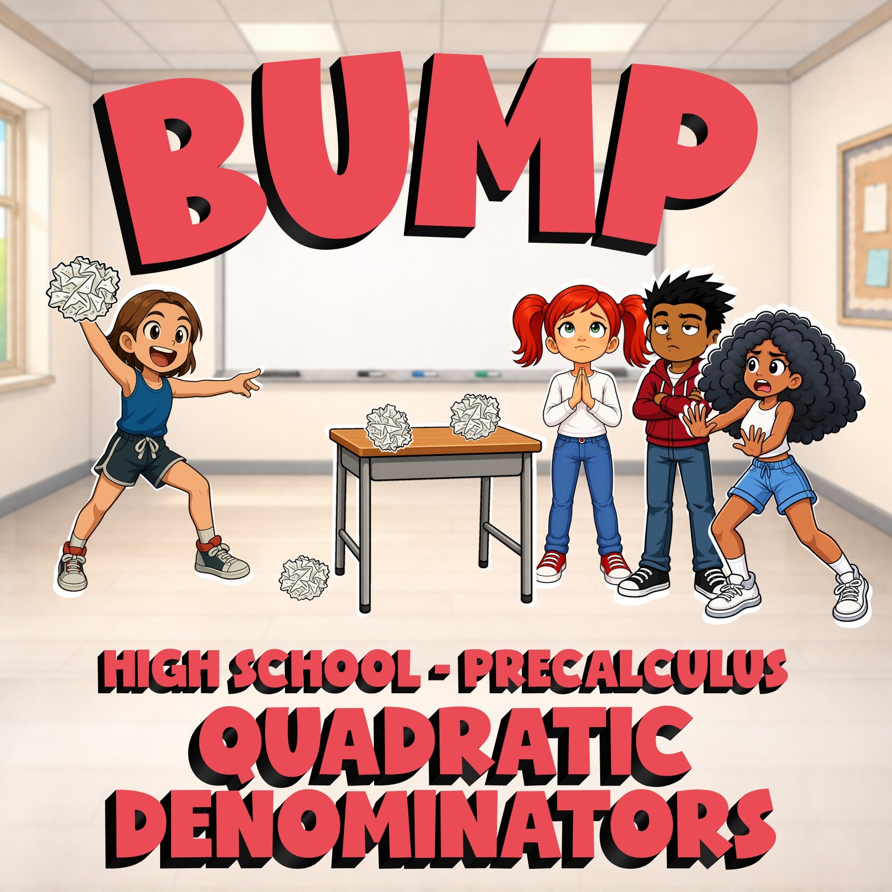Quadratic Denominators BUMP Math Game - No Prep PreCalculus Review Activity
