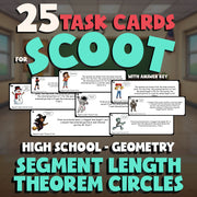 Segment Length Theorem Circles SCOOT TASK CARDS Math Game - No Prep Geometry