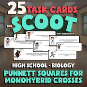 Punnett Squares for Monohybrid Crosses SCOOT TASK CARDS Science Game - Biology