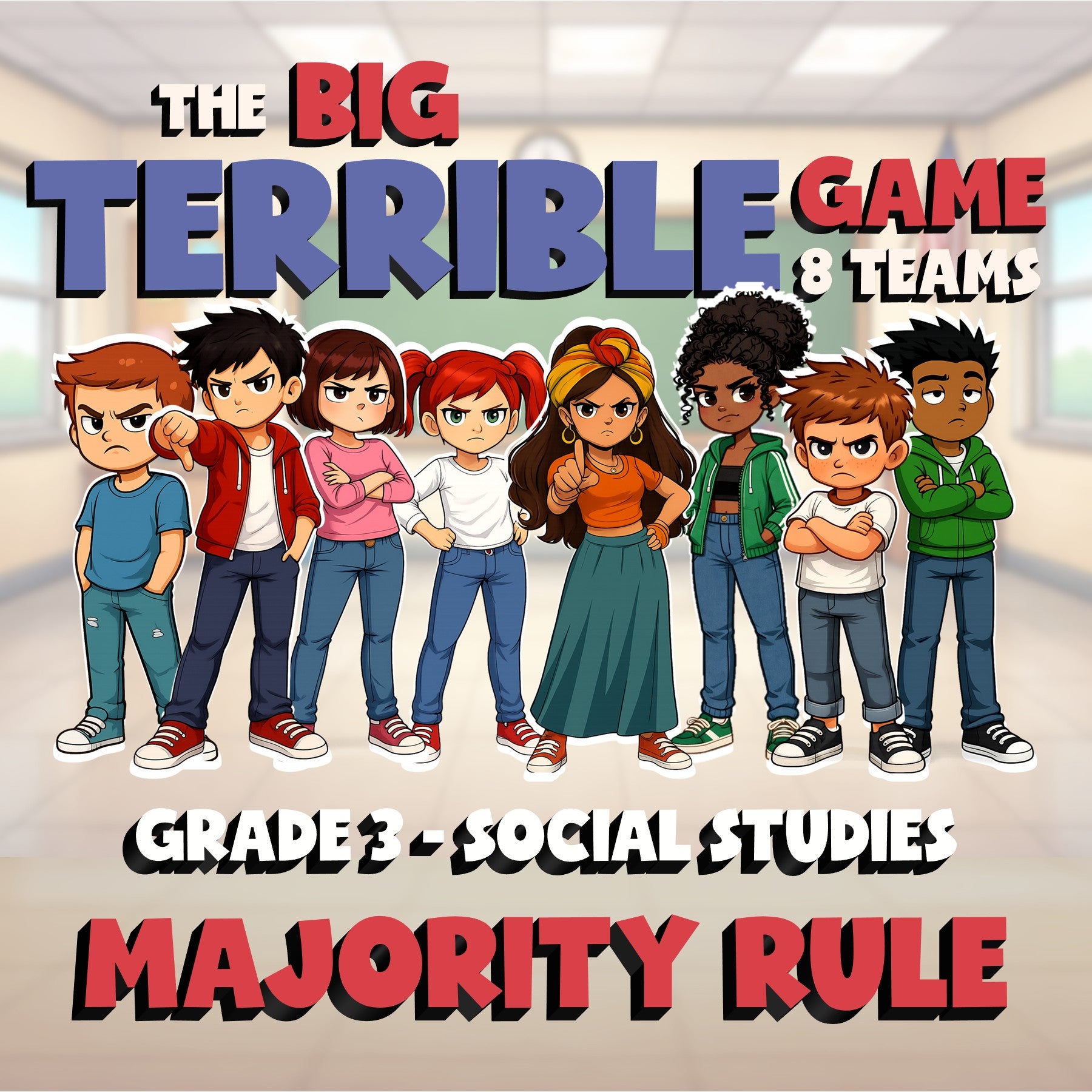 Majority Rule BIG TERRIBLE GAME - No Prep Grade 3 Socials Review Activity