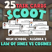 Law of Sines vs Cosines SCOOT TASK CARDS Math Game - No Prep Algebra 2 Review