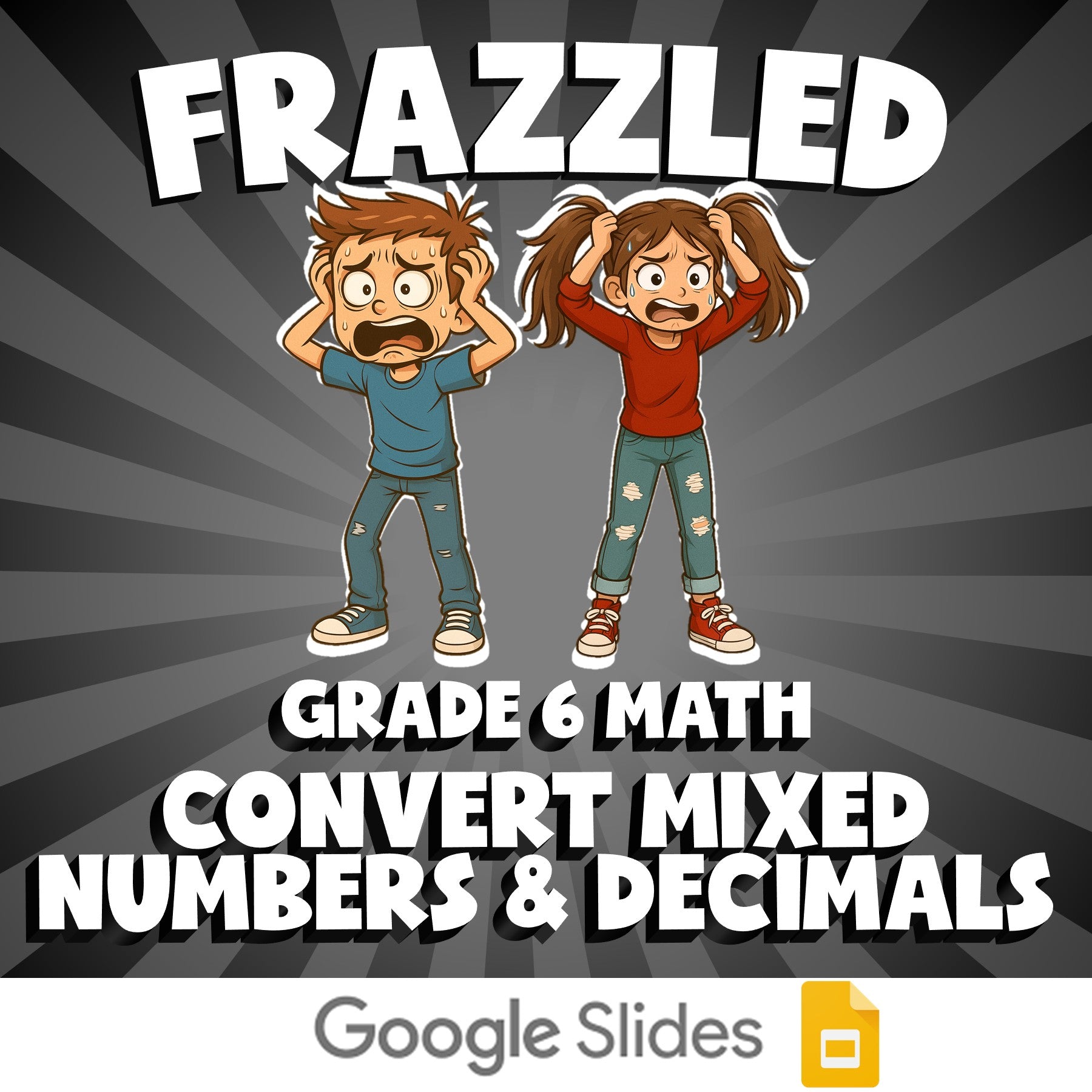 Convert Mixed Numbers & Decimals FRAZZLED Math Game - No Prep Grade 6 Review