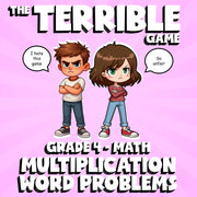 Multiplication Word Problems THE TERRIBLE GAME - No Prep Grade 4 Math Review