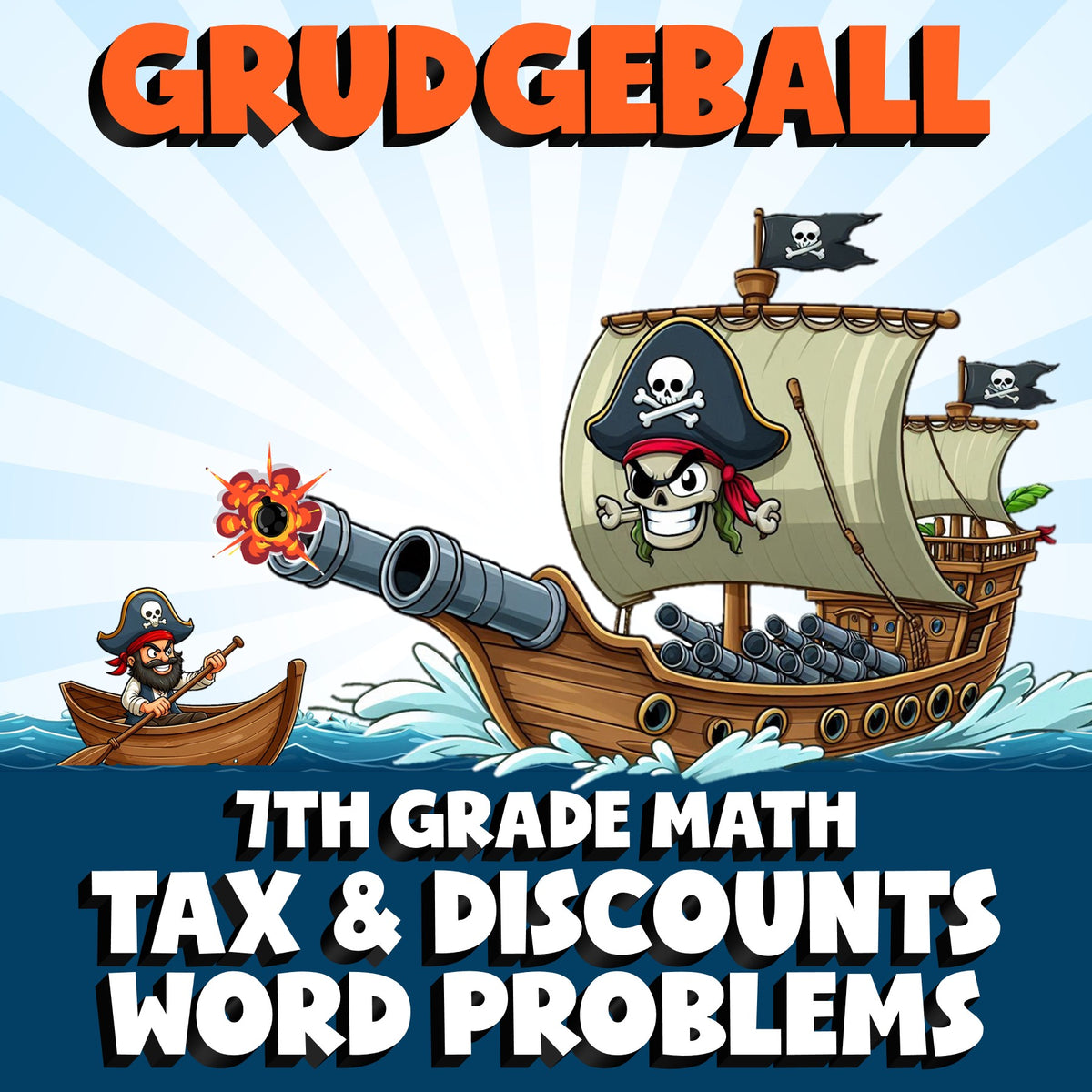Tax & Discounts Word Problems GRUDGEBALL Math Game - No Prep Grade 7 Review