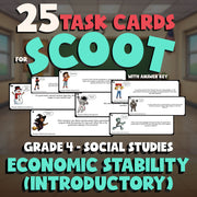 Economic Stability (Introductory) SCOOT TASK CARDS Socials Game - Grade 4