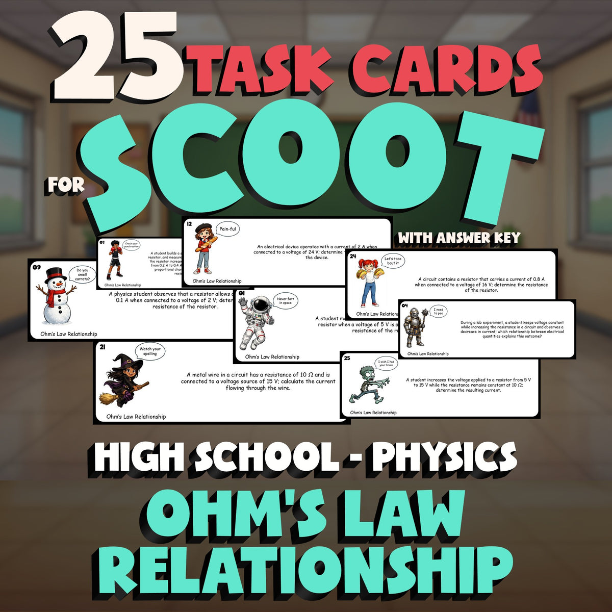 Ohm’s Law Relationship SCOOT TASK CARDS Science Game - No Prep Physics Review