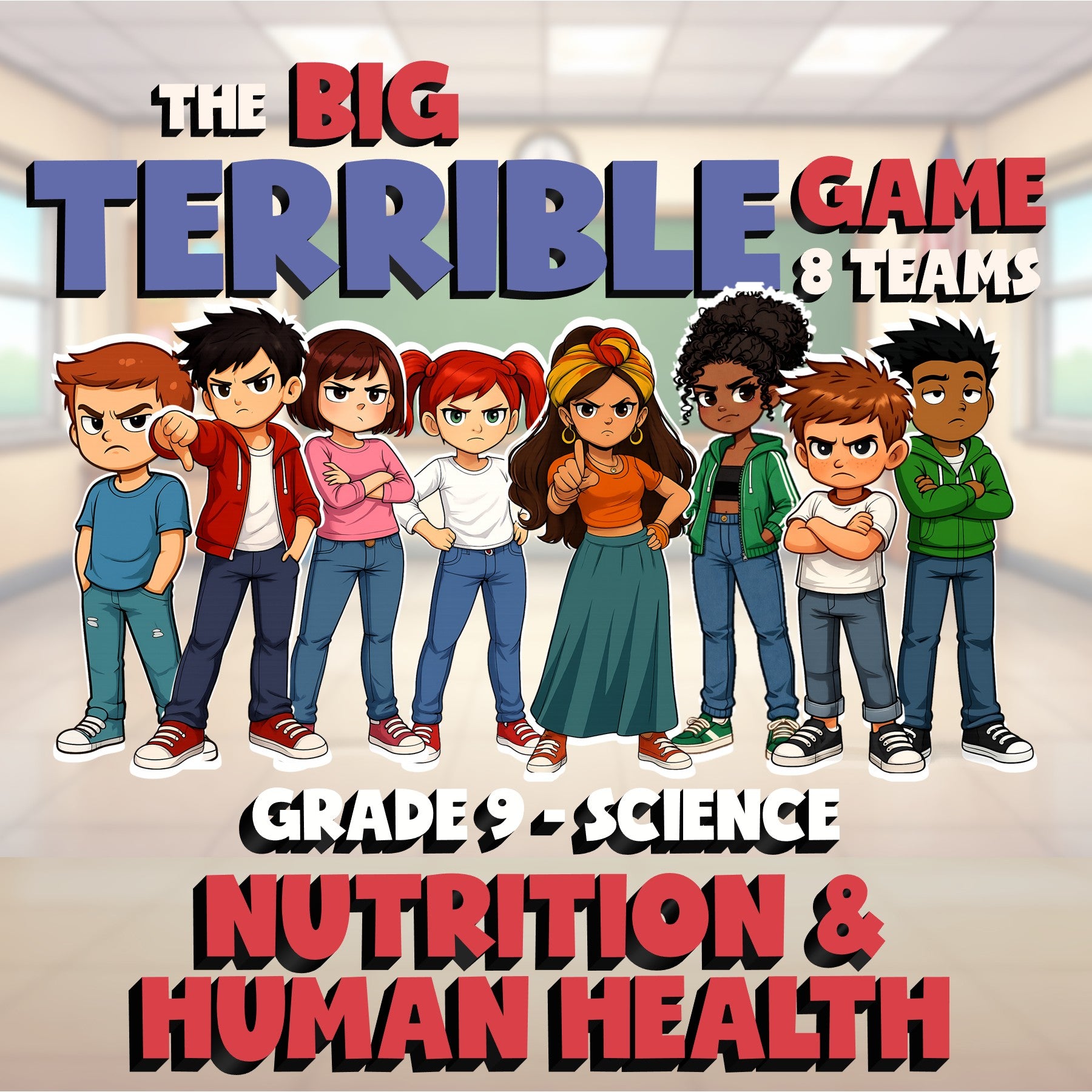 Nutrition & Human Health BIG TERRIBLE GAME - No Prep Grade 9 Science Review