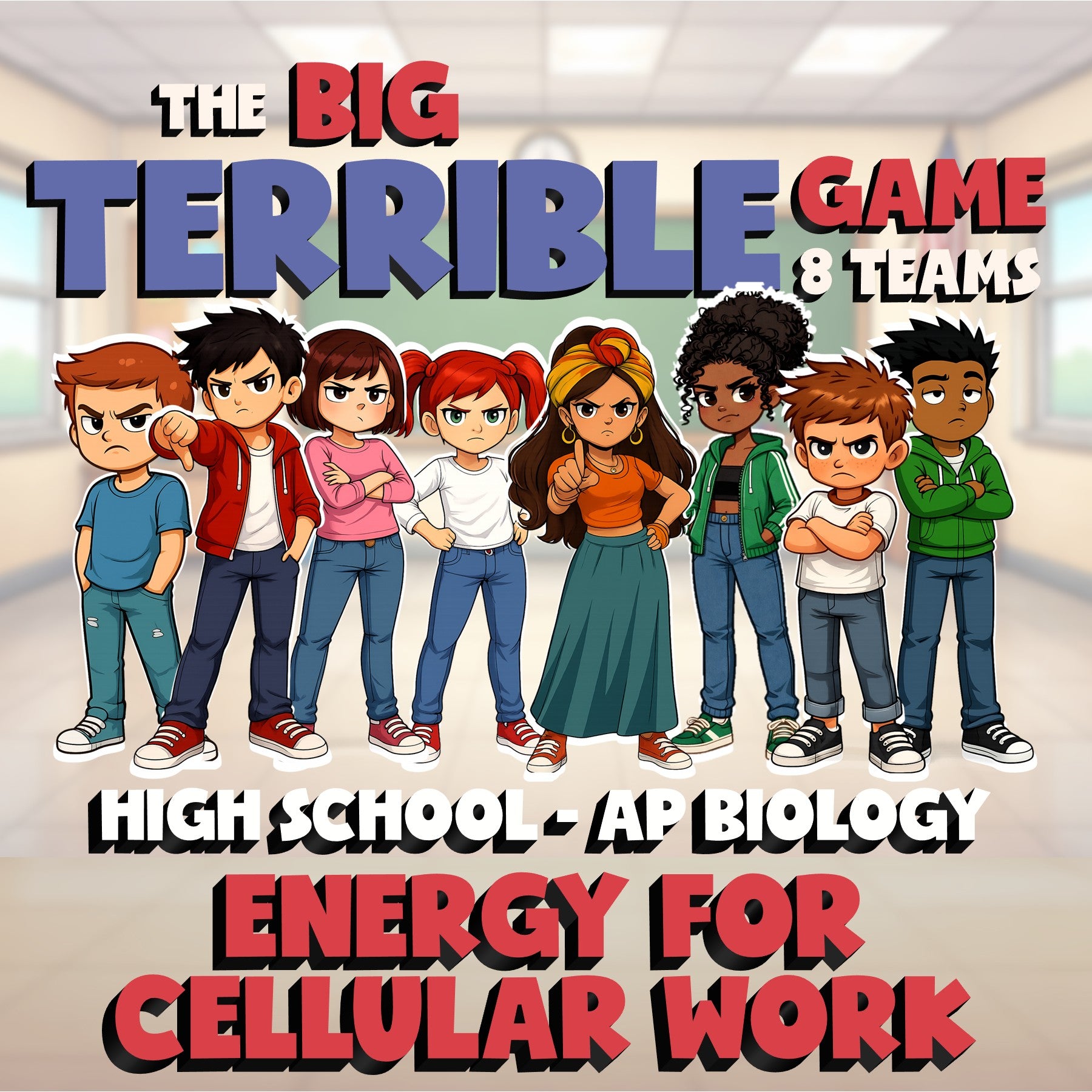Energy for Cellular Work BIG TERRIBLE GAME - No Prep AP Biology Science Review