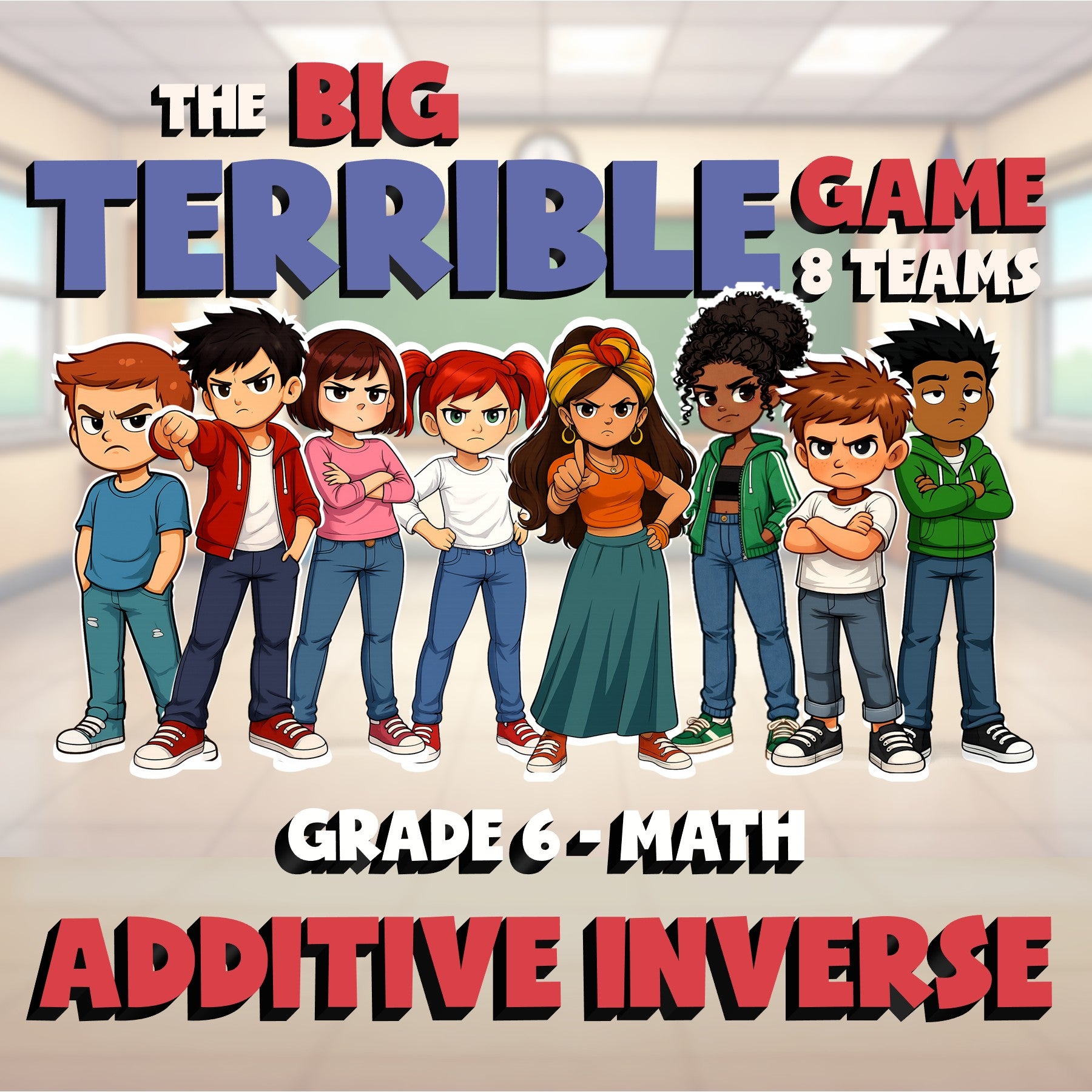 Additive Inverse BIG TERRIBLE GAME - No Prep Grade 6 Math Review Activity