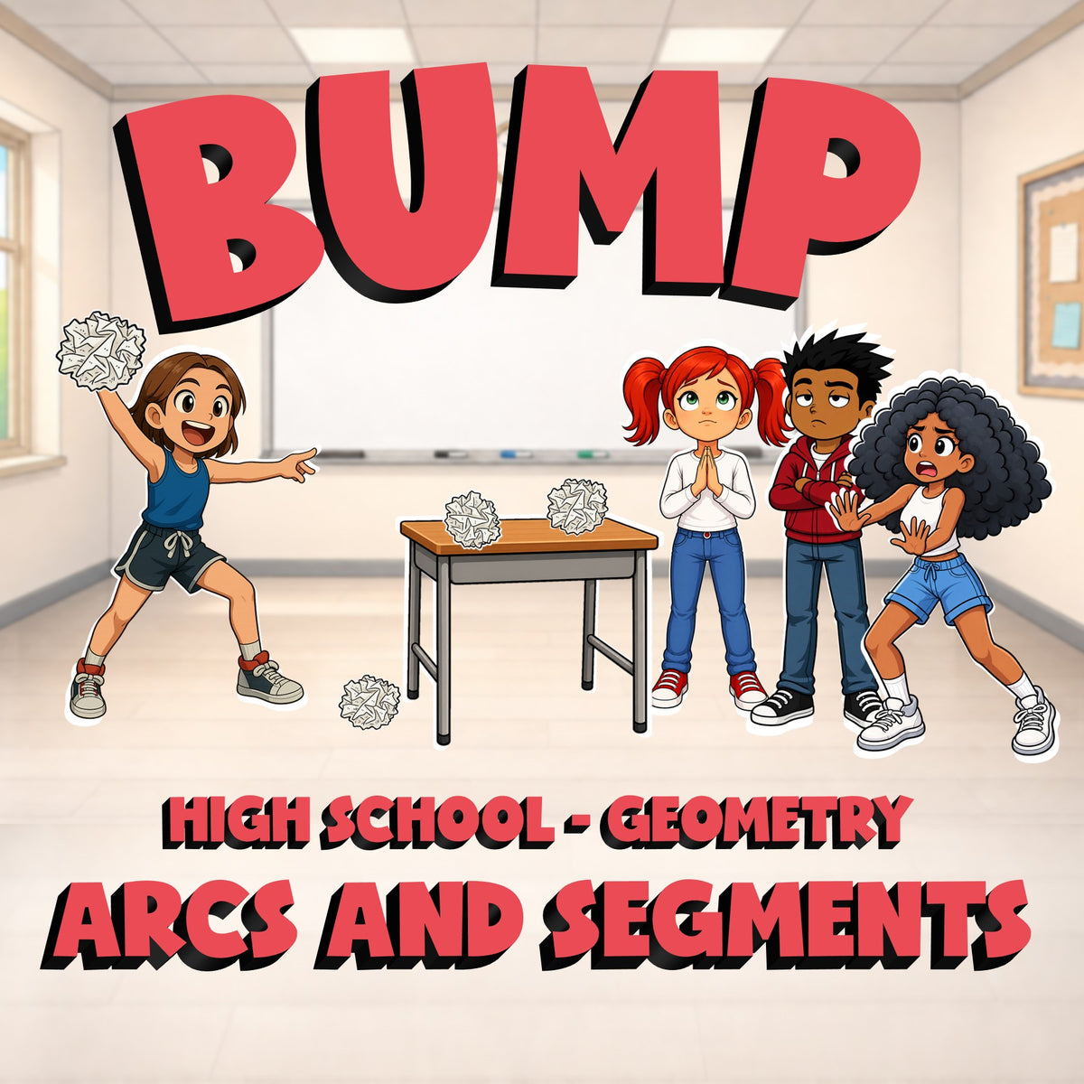 Arcs and Segments BUMP Math Game - No Prep Geometry Review Activity