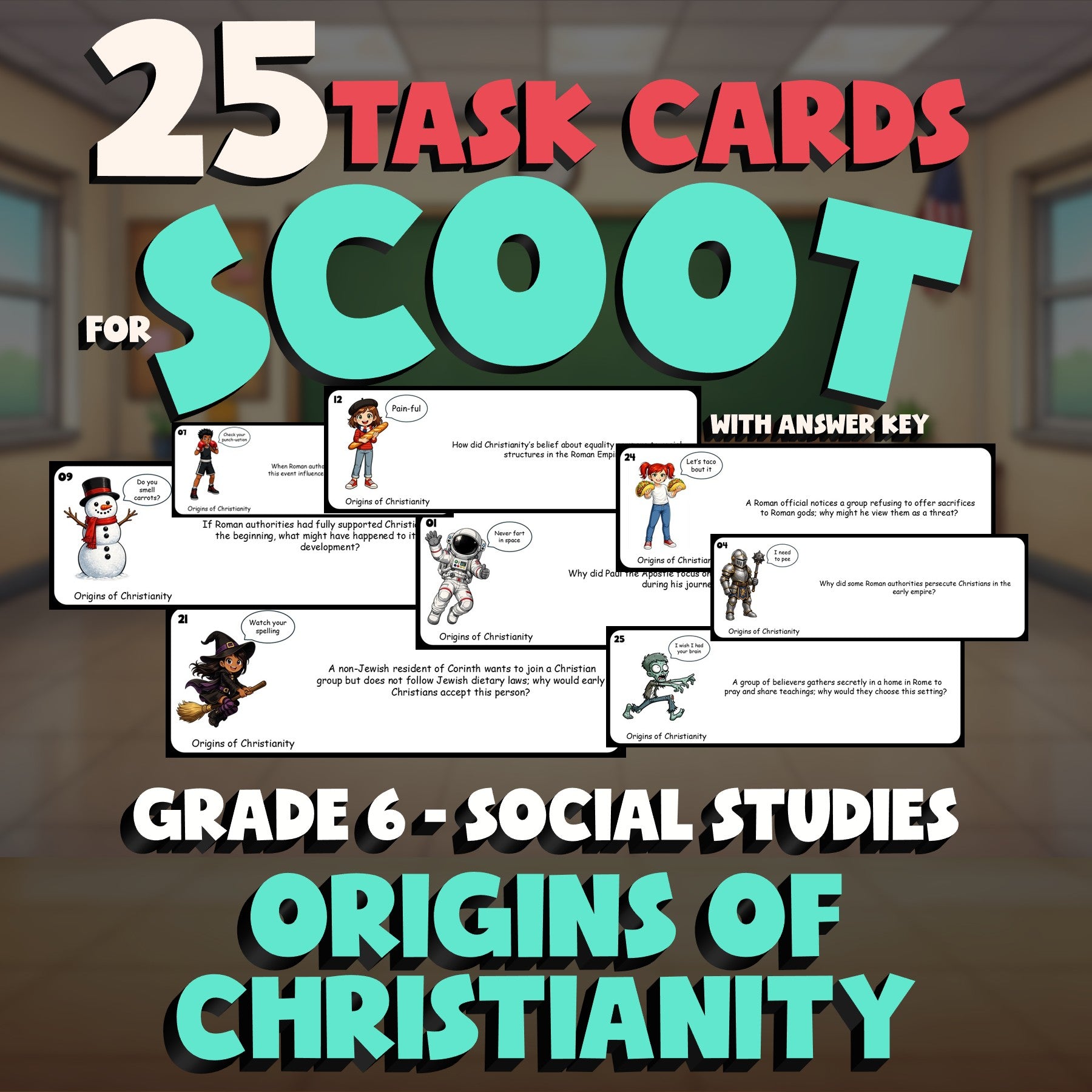 Origins of Christianity SCOOT TASK CARDS Socials Game - No Prep Grade 6 Review