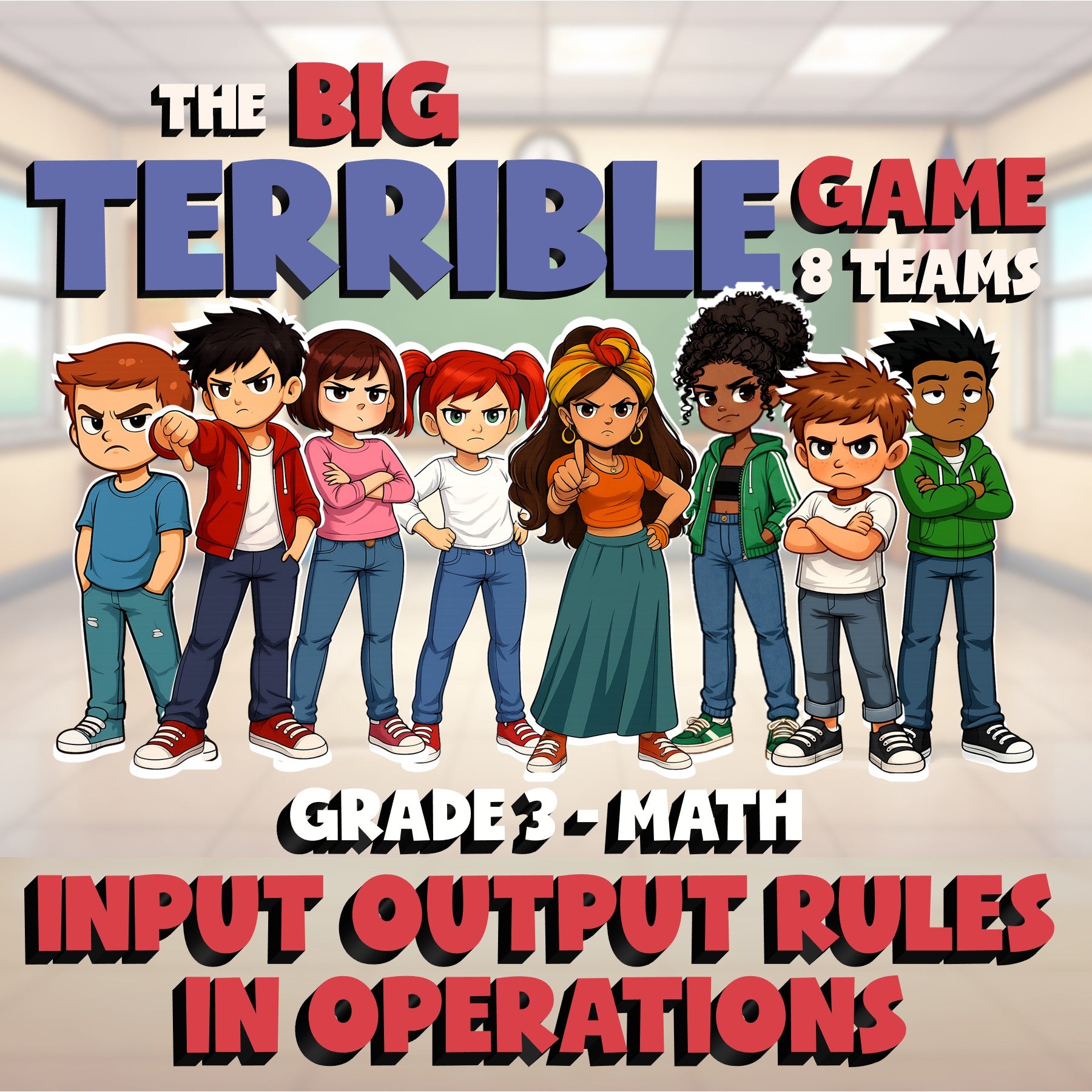 Input Output Rules in Operations BIG TERRIBLE GAME - No Prep Grade 3 Math Review