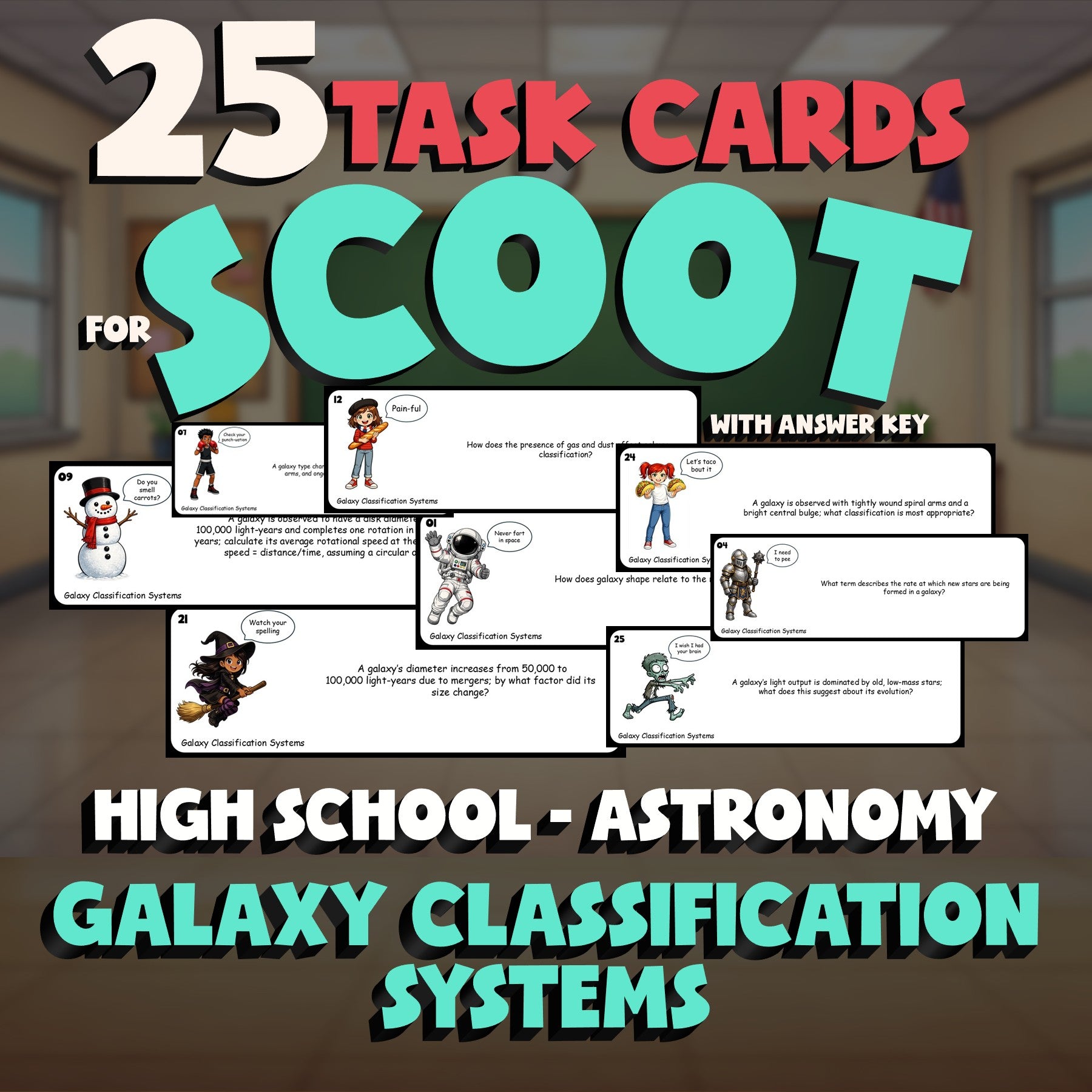 Galaxy Classification Systems SCOOT TASK CARDS Science Game - No Prep Astronomy
