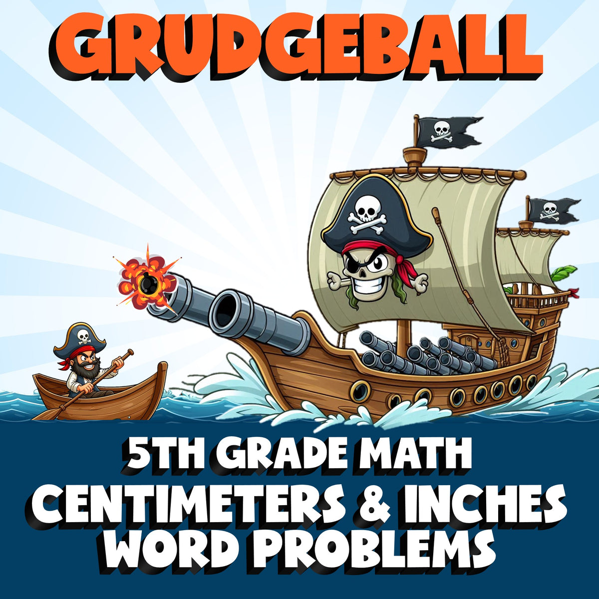 Centimeters & Inches Word Problems GRUDGEBALL Math Game - No Prep Grade 5 Review