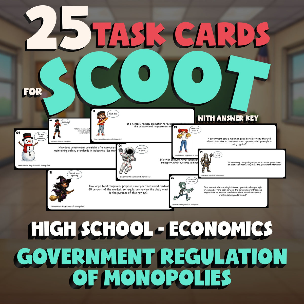 Government Regulation of Monopolies SCOOT TASK CARDS Economics Game - No Prep
