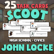 John Locke SCOOT TASK CARDS Civics Game - No Prep Review Activity