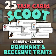 Dominant & Recessive Traits SCOOT TASK CARDS Science Game - No Prep Grade 6