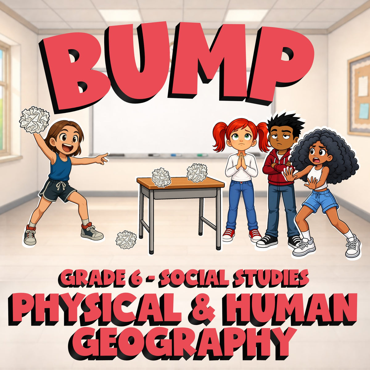Physical & Human Geography BUMP Socials Game - No Prep Grade 6 Review Activity
