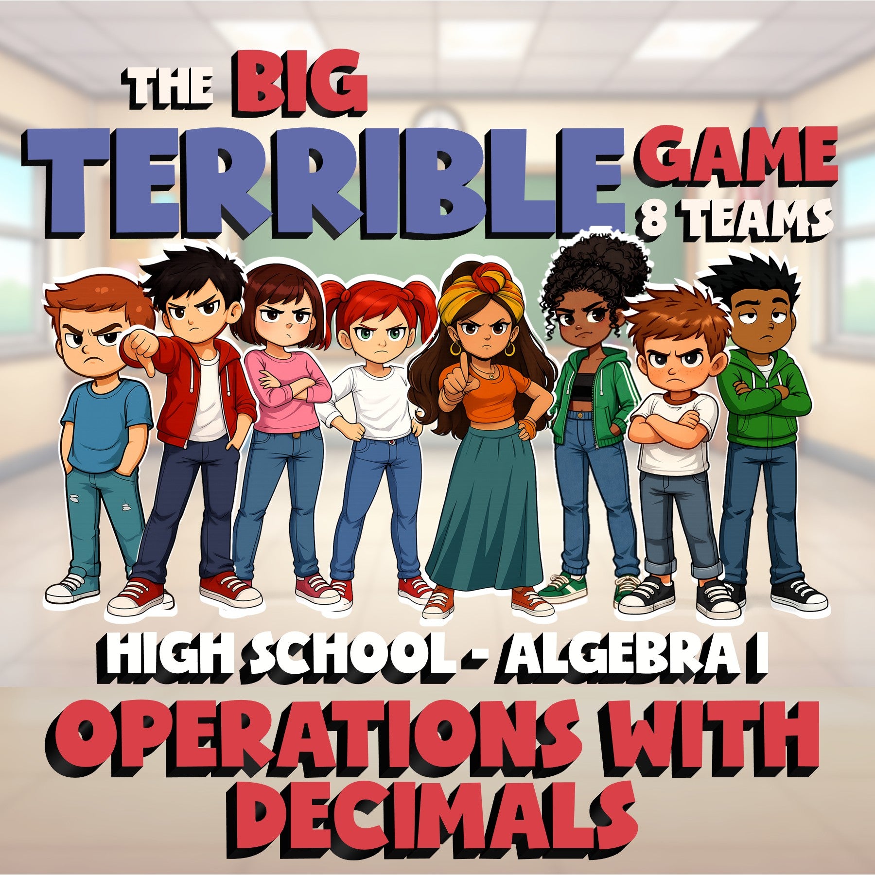 Operations with Decimals BIG TERRIBLE GAME - No Prep Algebra 1 Math Review