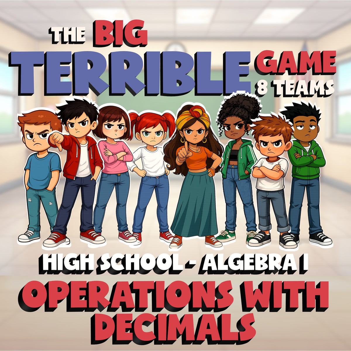 Operations with Decimals BIG TERRIBLE GAME - No Prep Algebra 1 Math Review
