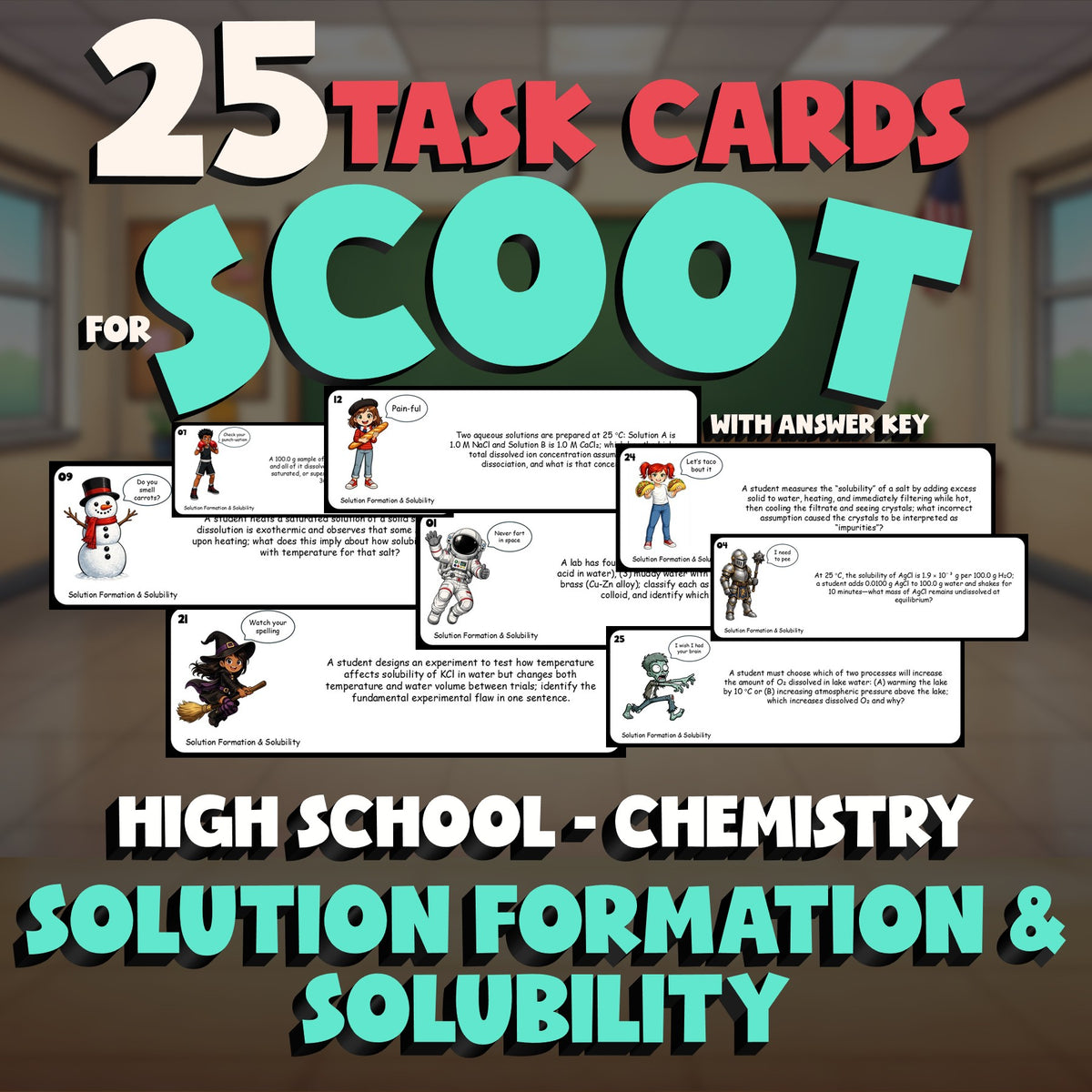 Solution Formation & Solubility SCOOT TASK CARDS Science Game - Chemistry