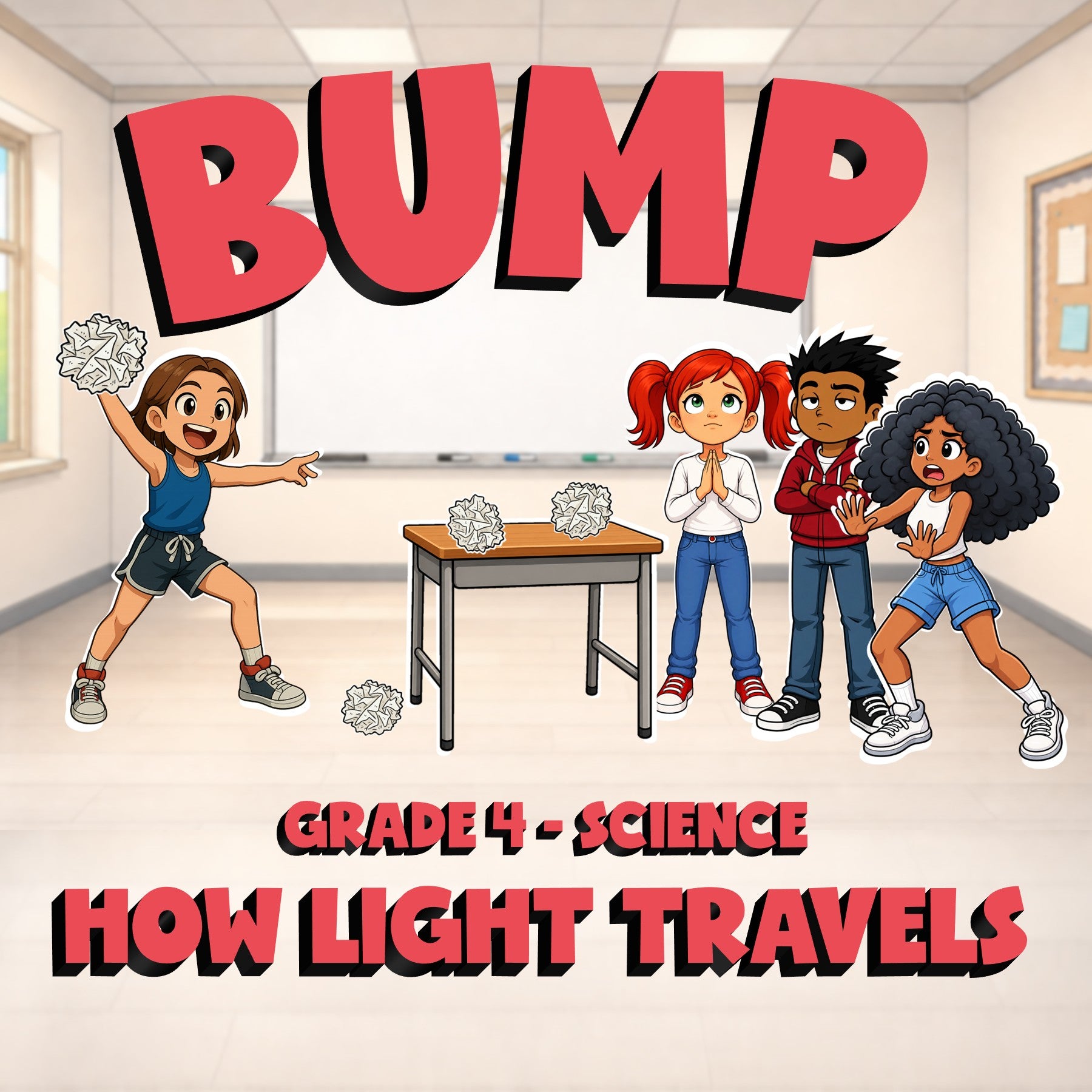 How Light Travels BUMP Science Game - No Prep Grade 4 Review Activity
