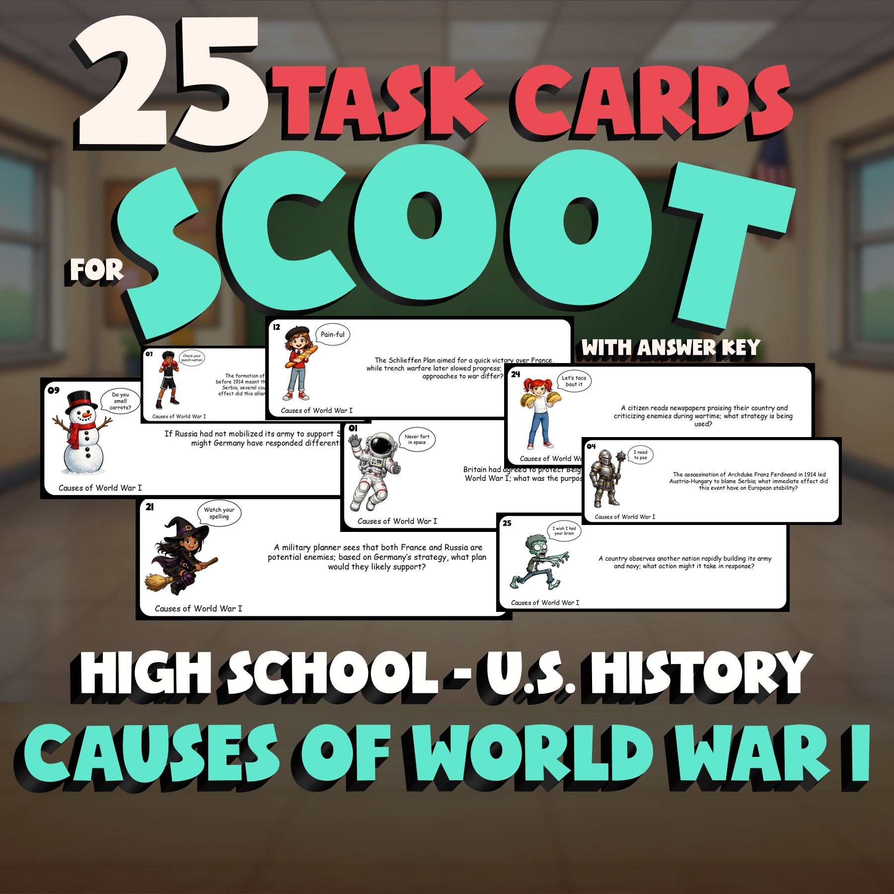 Causes of World War I SCOOT TASK CARDS U.S. History Game - No Prep Review