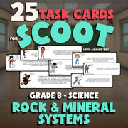 Rock & Mineral Systems SCOOT TASK CARDS Science Game - No Prep Grade 8 Review