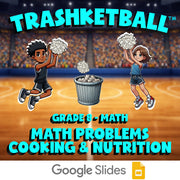 Math Problems Cooking & Nutrition TRASHKETBALL Math Game - No Prep Grade 8
