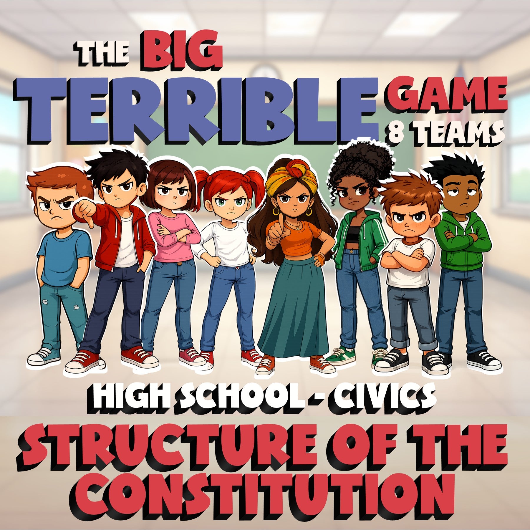 Structure of the Constitution BIG TERRIBLE GAME - No Prep Civics Review Activity