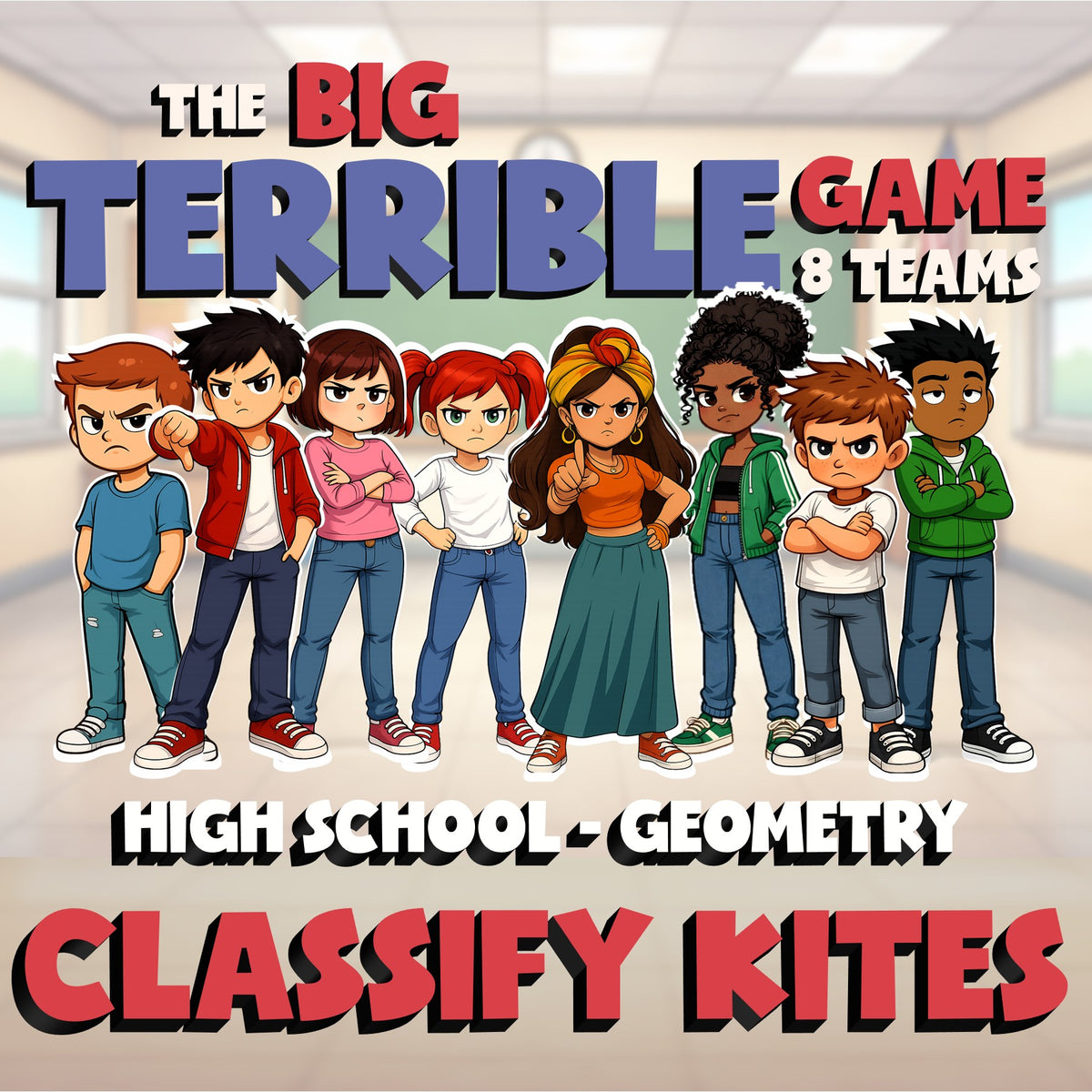 Classify Kites BIG TERRIBLE GAME - No Prep Geometry Math Review Activity