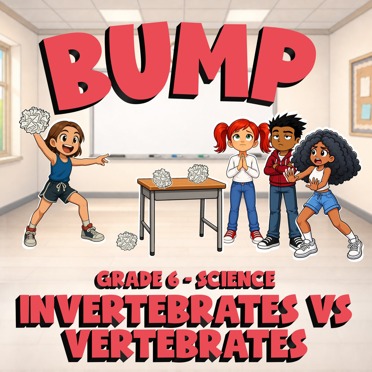 Invertebrates vs Vertebrates BUMP Science Game - No Prep Grade 6 Review Activity