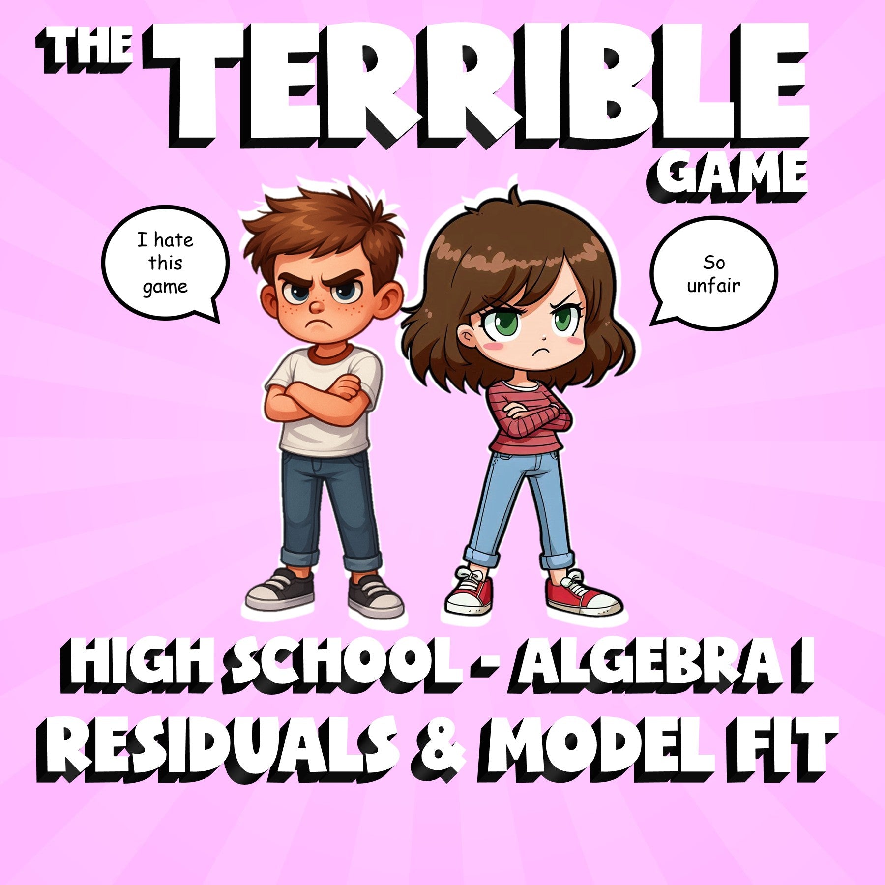 Residuals & Model Fit THE TERRIBLE GAME - No Prep Algebra 1 Math Review Activity