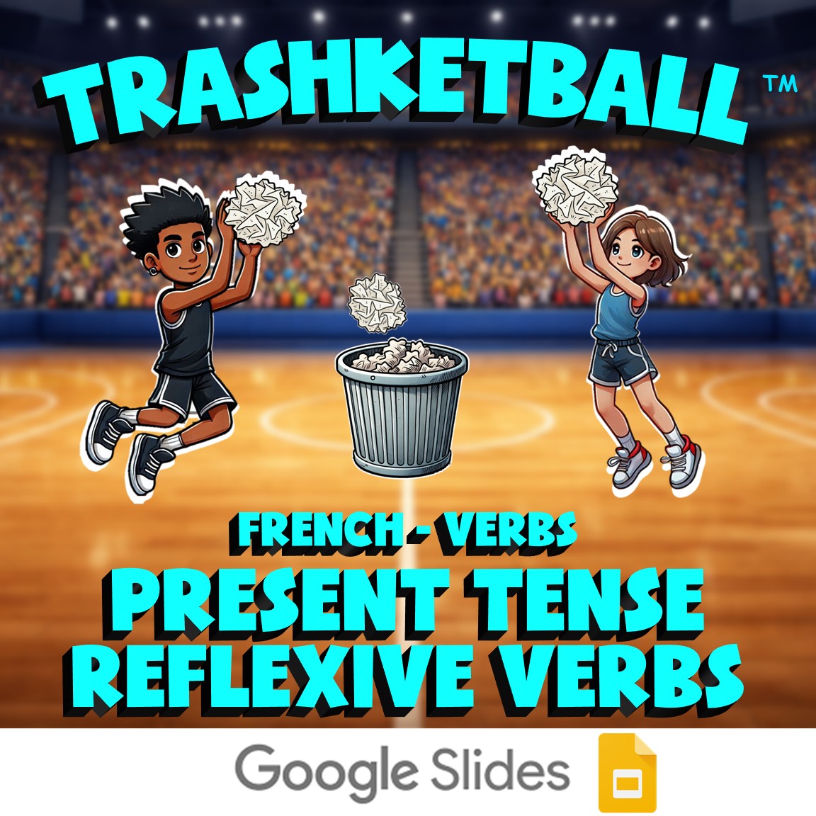 Present Tense reflexive Verbs TRASHKETBALL French Game - No Prep Exercise