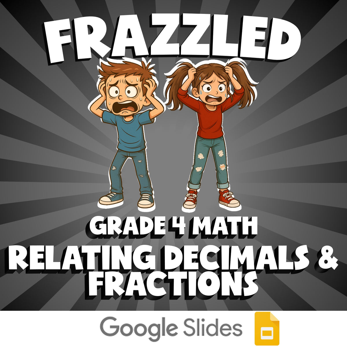 Relating Decimals & Fractions FRAZZLED Math Game - No Prep Grade 4 Review