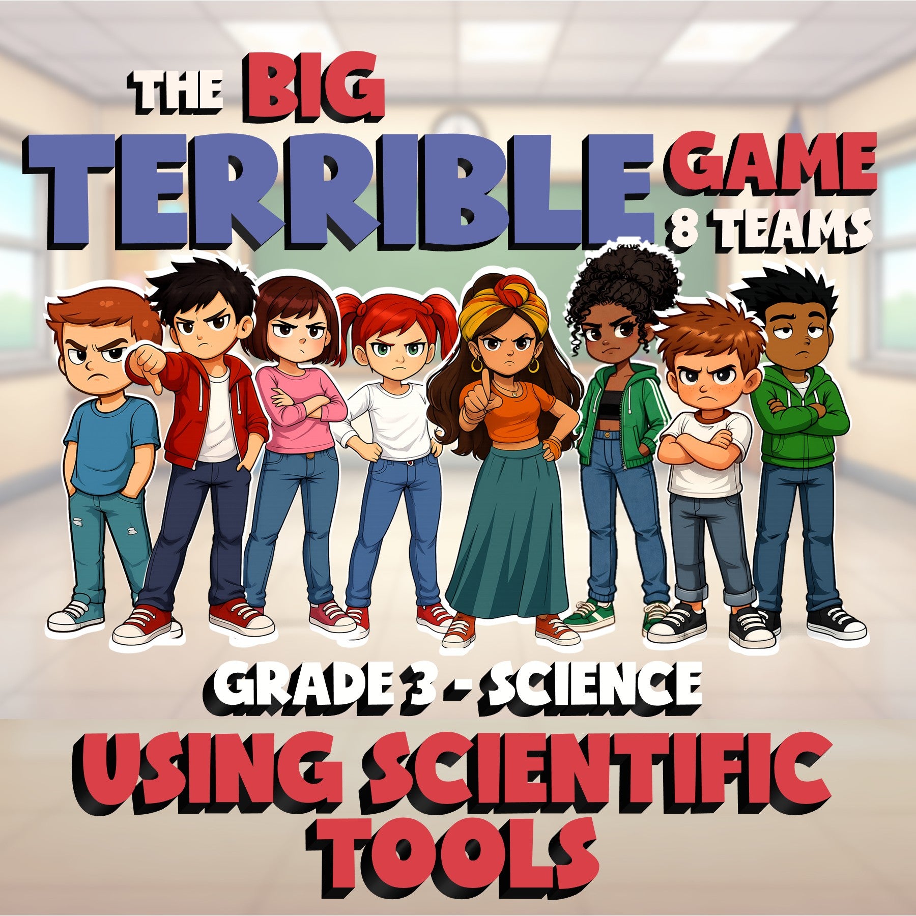 Using Scientific Tools BIG TERRIBLE GAME - No Prep Grade 3 Science Review