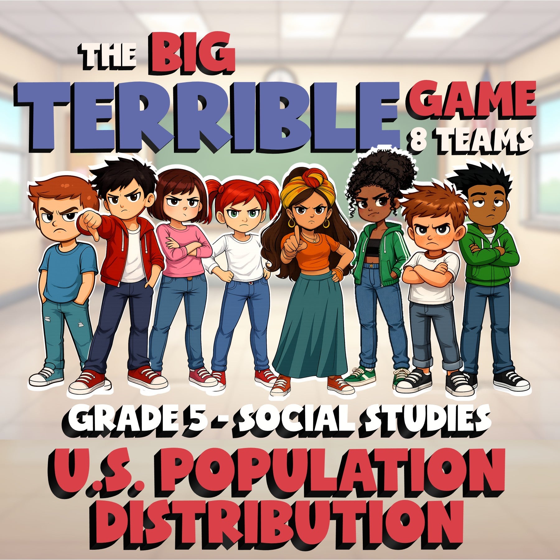 U.S. Population Distribution BIG TERRIBLE GAME - No Prep Grade 5 Socials Review