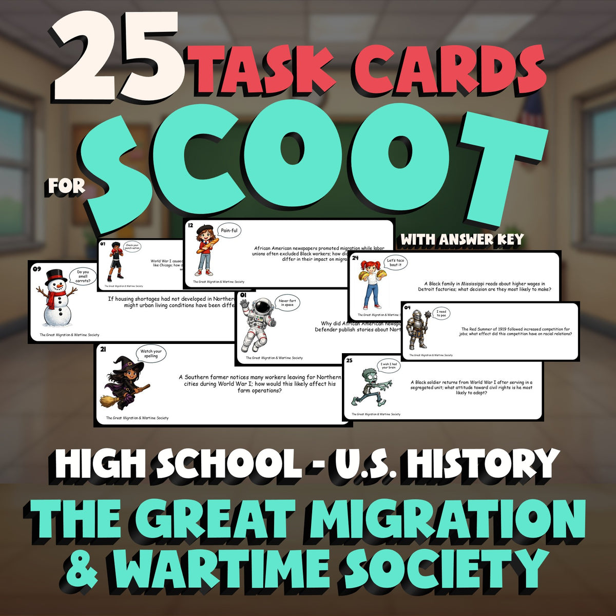 The Great Migration & Wartime Society SCOOT TASK CARDS U.S. History Game