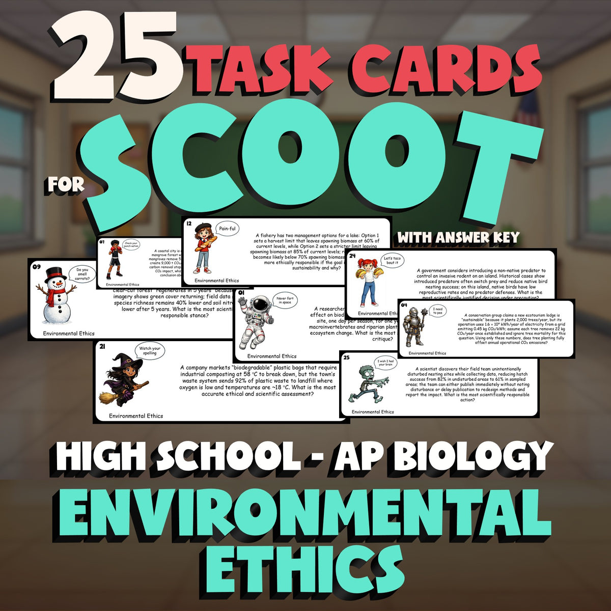 Environmental Ethics SCOOT TASK CARDS Science Game - No Prep AP Biology Review