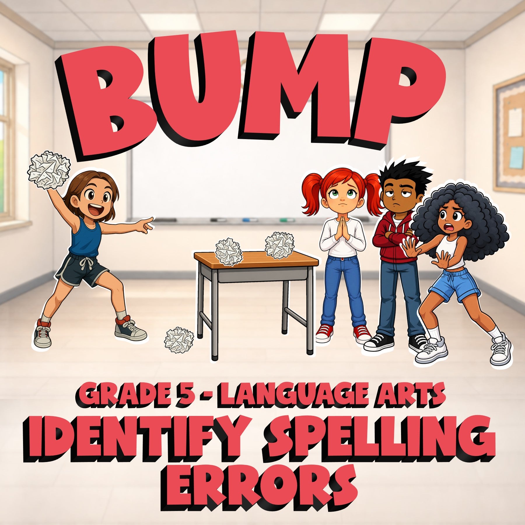 Identify Spelling Errors BUMP ELA Game - No Prep Grade 5 Review Activity