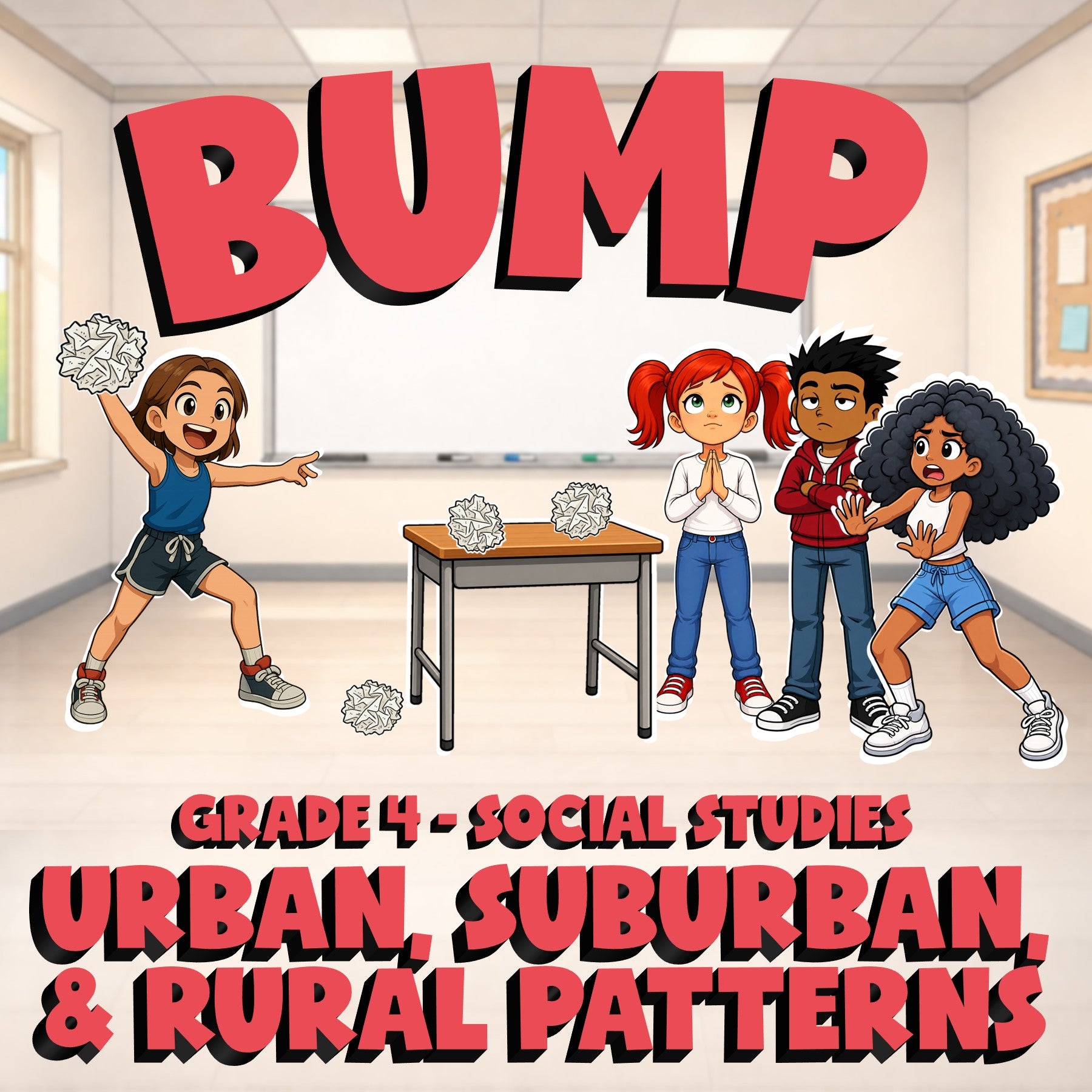 Urban, Suburban, & Rural Patterns BUMP Socials Game - No Prep Grade 4 Review