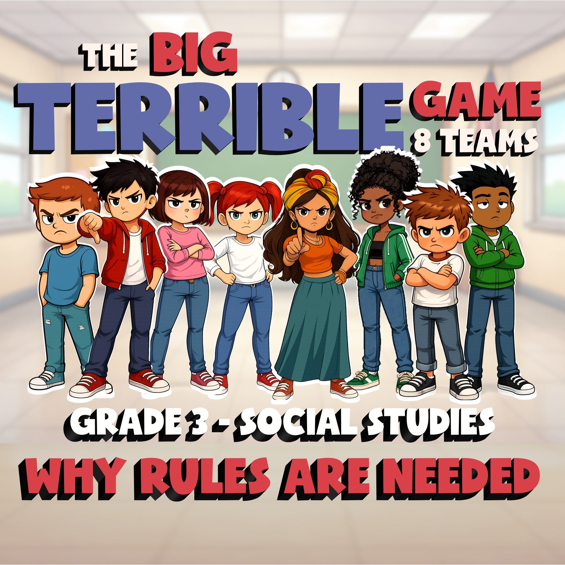 Why Rules Are Needed BIG TERRIBLE GAME - No Prep Grade 3 Socials Review Activity