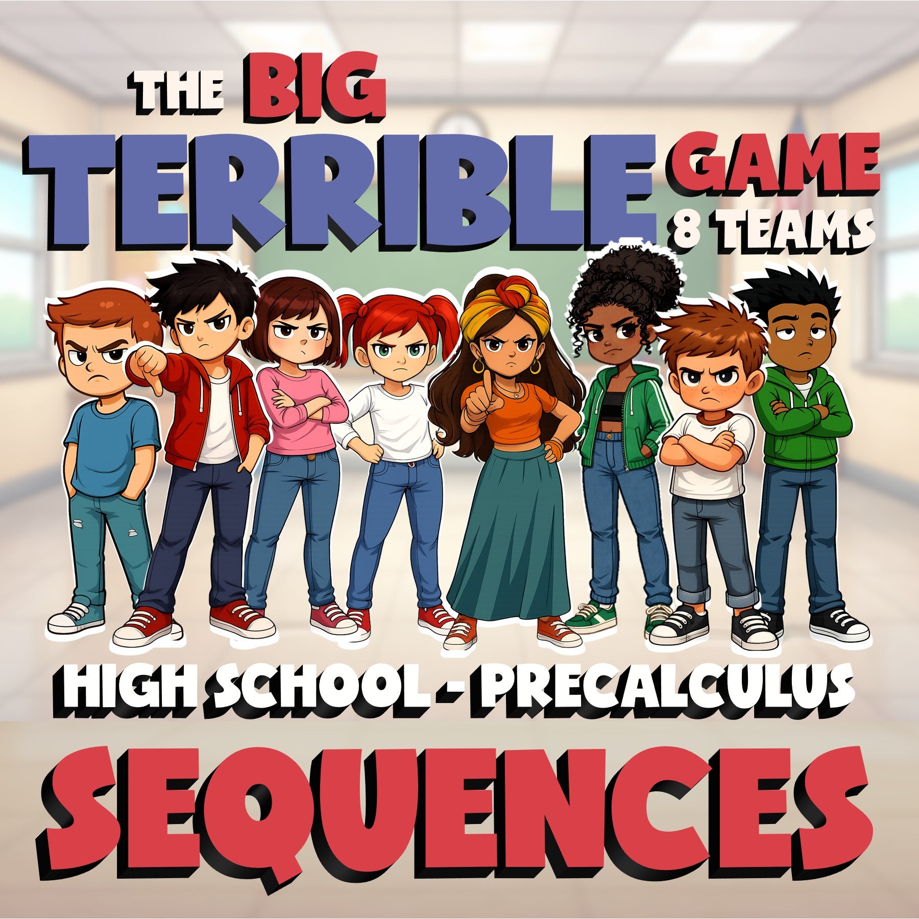 Sequences BIG TERRIBLE GAME - No Prep PreCalculus Math Review Activity