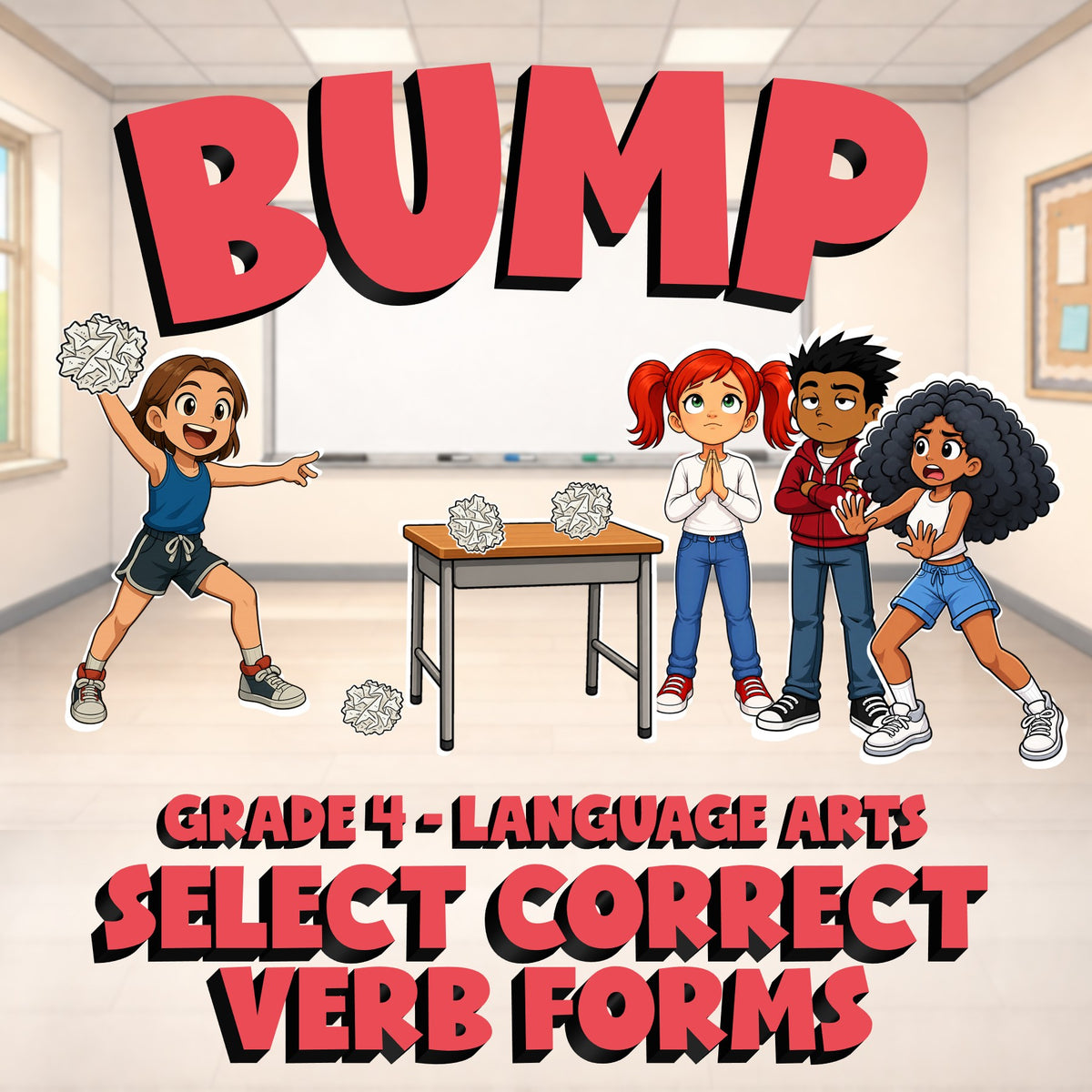 Select Correct Verb Forms BUMP ELA Game - No Prep Grade 4 Review Activity