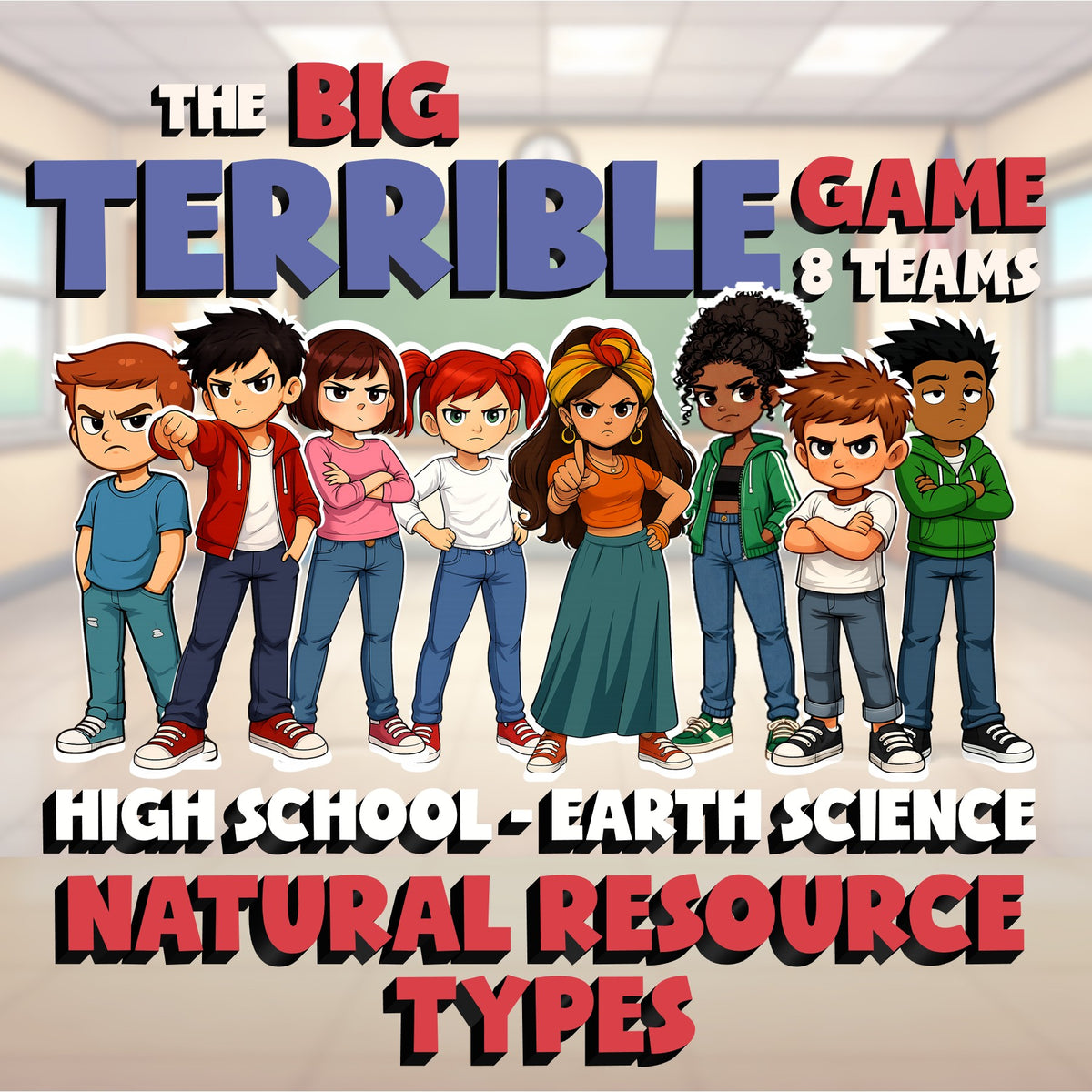 Natural Resource Types BIG TERRIBLE GAME - No Prep Earth Science Review Activity