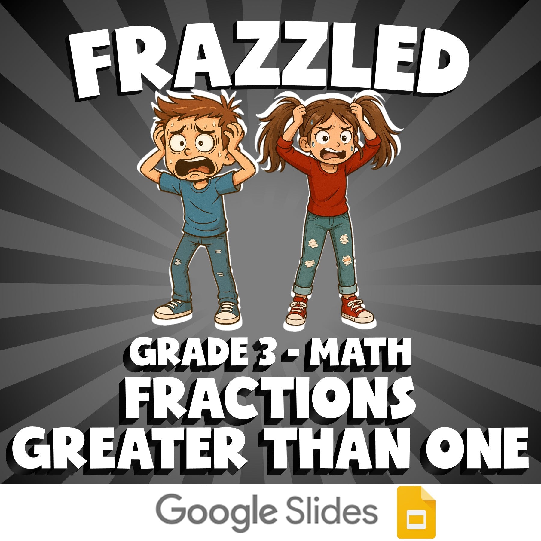 Fractions Greater Than One FRAZZLED Math Game - No Prep Grade 3 Review Activity