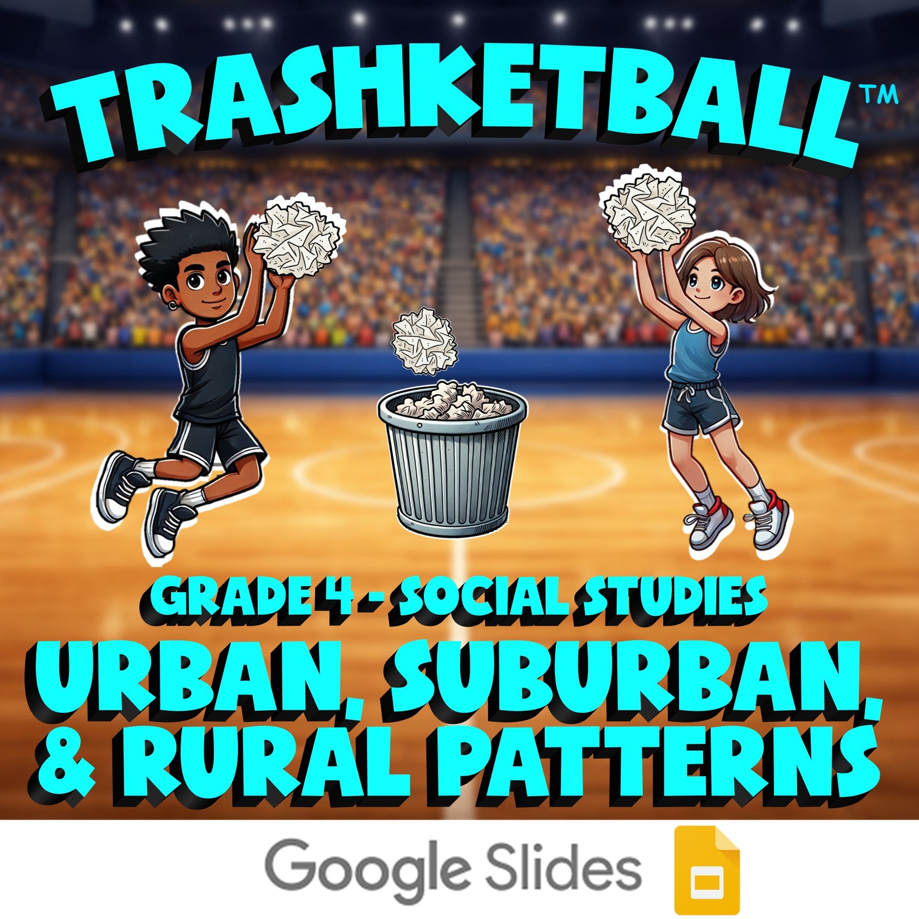 Urban, Suburban, & Rural Patterns TRASHKETBALL Socials Game - No Prep Grade 4